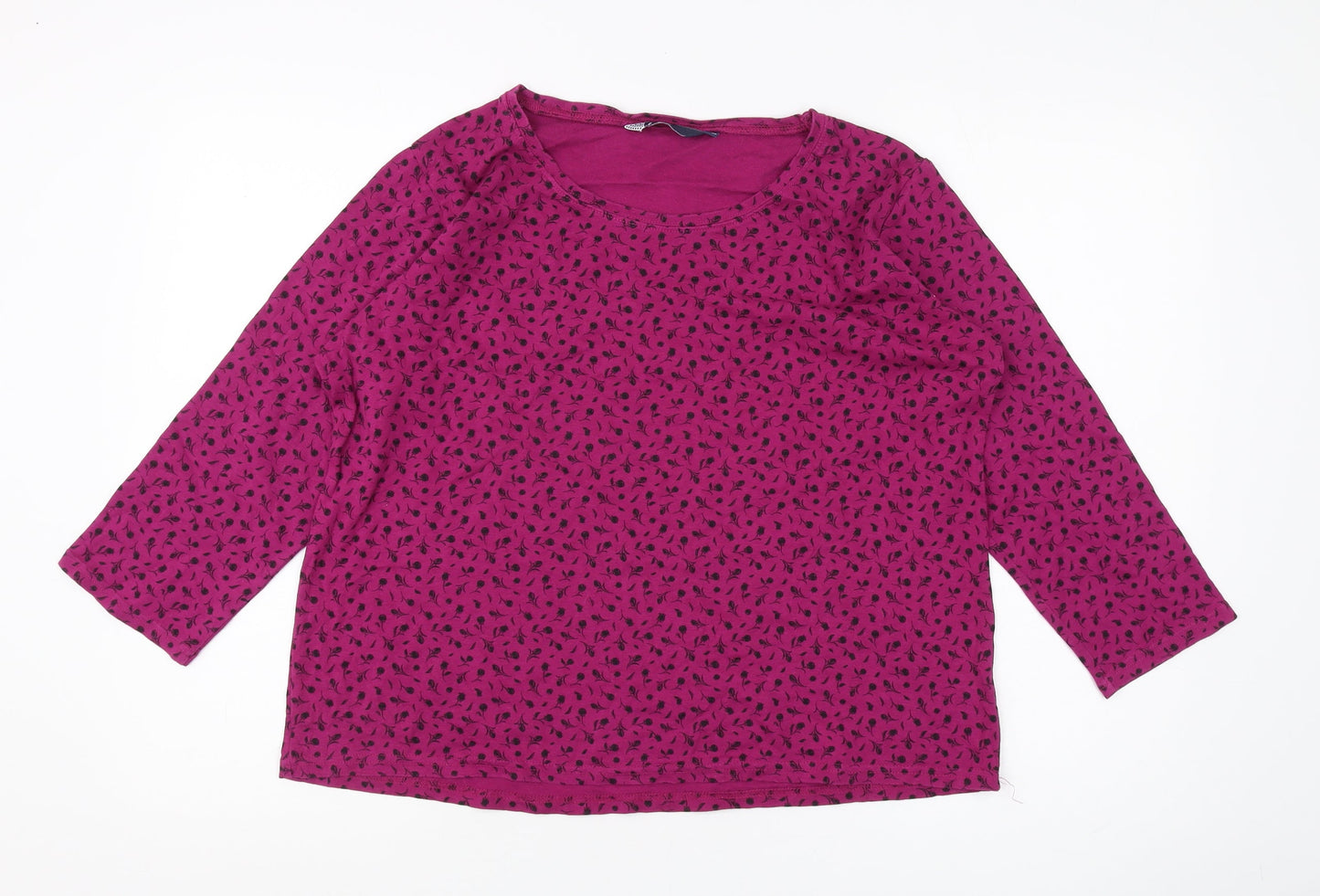 Isle Women's Pink Floral Blouse, Round Neck, Size L