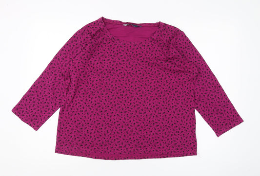 Isle Women's Pink Floral Blouse, Round Neck, Size L