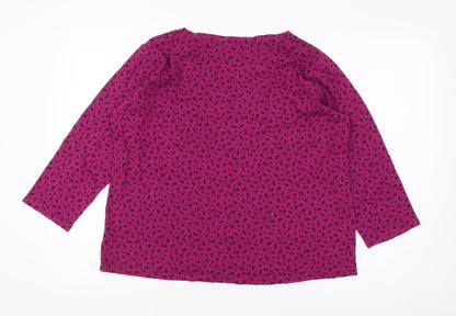 Isle Women's Pink Floral Blouse, Round Neck, Size L