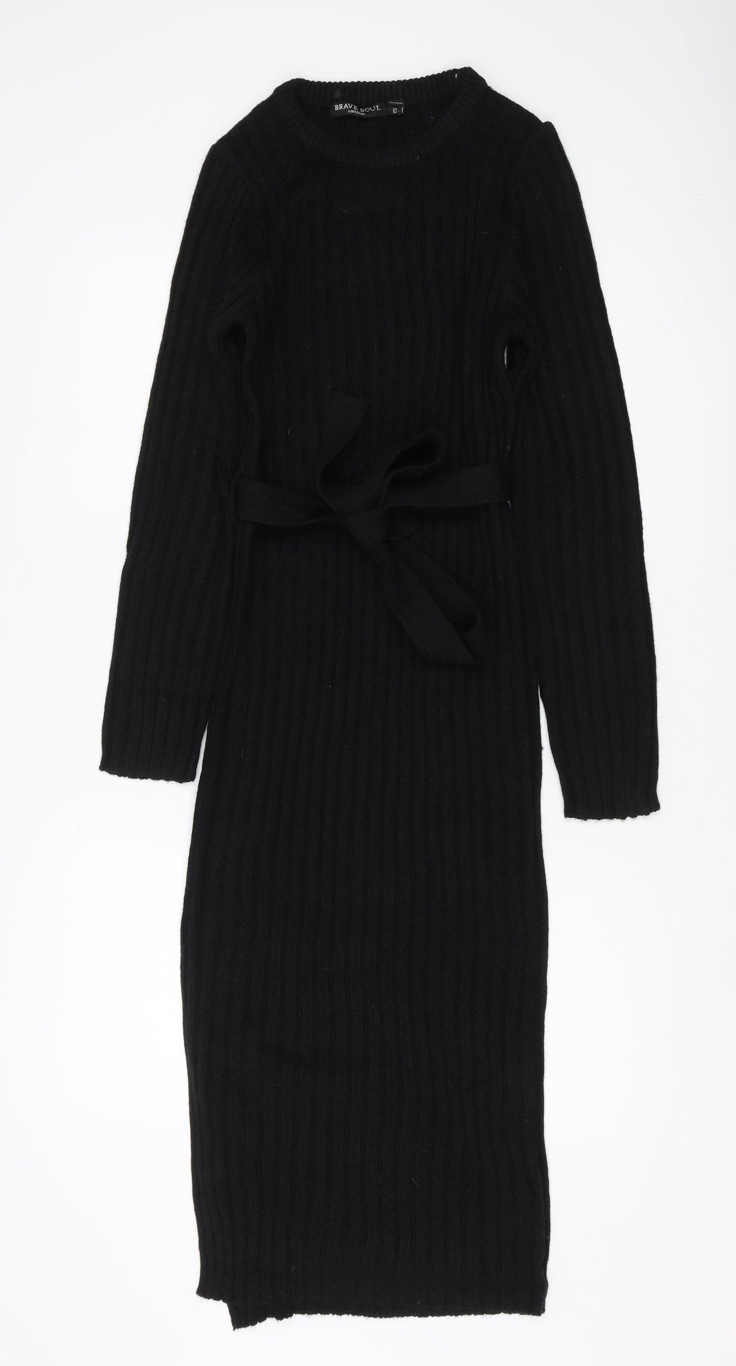 Brave Soul Women's Black Midi Bodycon Dress Size 10