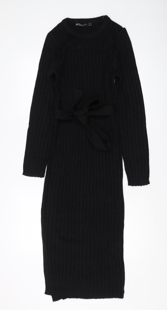 Brave Soul Women's Black Midi Bodycon Dress Size 10