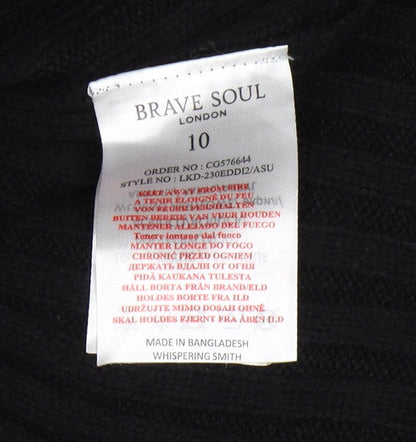 Brave Soul Women's Black Midi Bodycon Dress Size 10