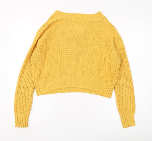 Womens UK Size S Hollister Yellow Pullover Jumper