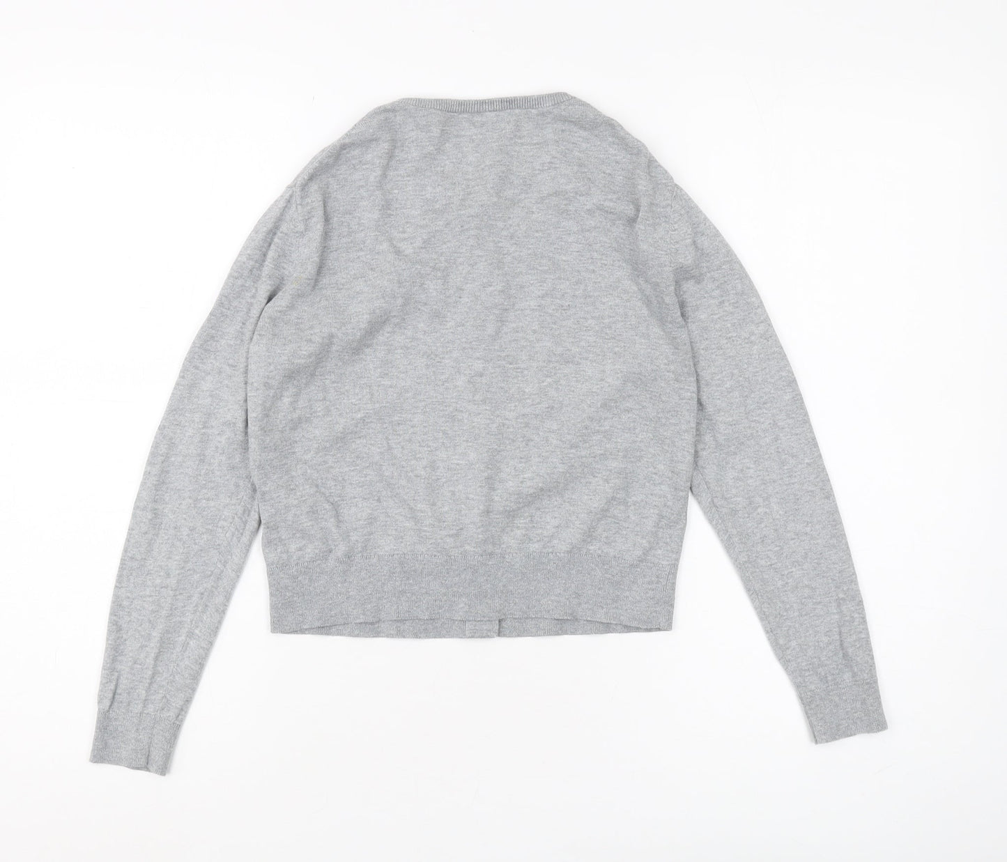 Uniqlo Girls Grey Cardigan 9-10 Years Cotton Buttoned