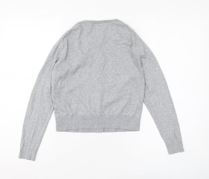 Uniqlo Girls Grey Cardigan 9-10 Years Cotton Buttoned