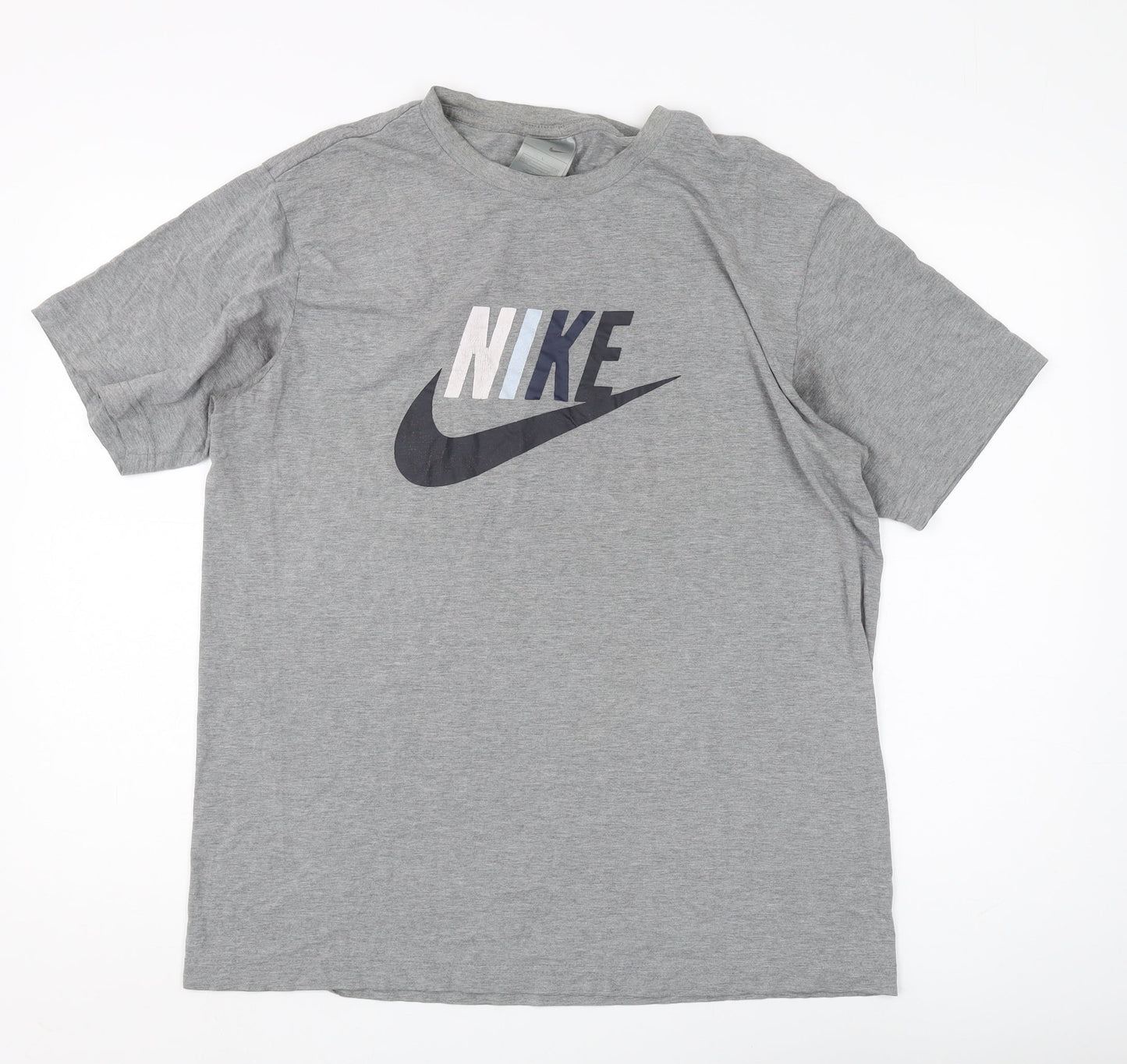 Nike Men's Grey Crew Neck Graphic Print T-Shirt L