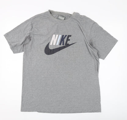 Nike Men's Grey Crew Neck Graphic Print T-Shirt L