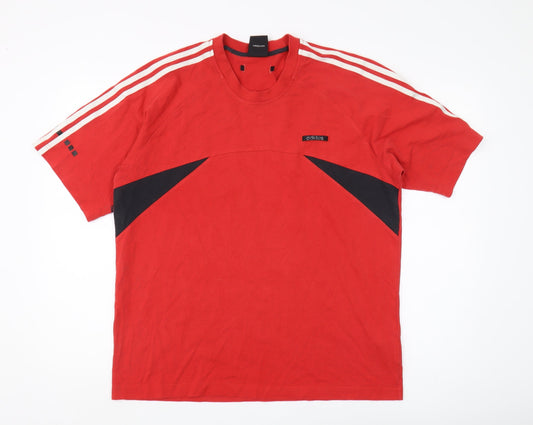 Adidas Men's Red Cotton Blend T-Shirt Large