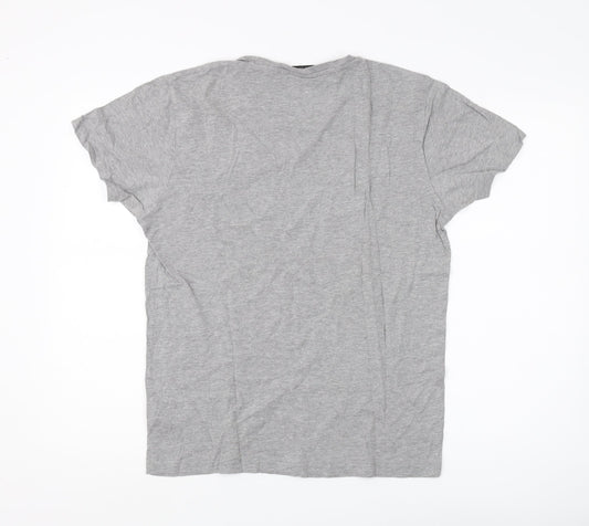 Jack & Jones Men's Grey Graphic Print T-Shirt L