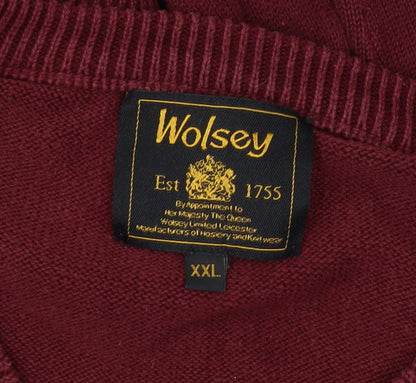 Wolsey Men’s Red V-Neck Pullover Jumper 2XL
