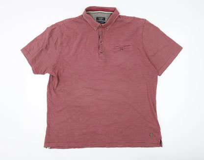 White Stuff Men's Red Striped XL Collared Polo Shirt