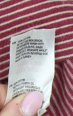 White Stuff Men's Red Striped XL Collared Polo Shirt