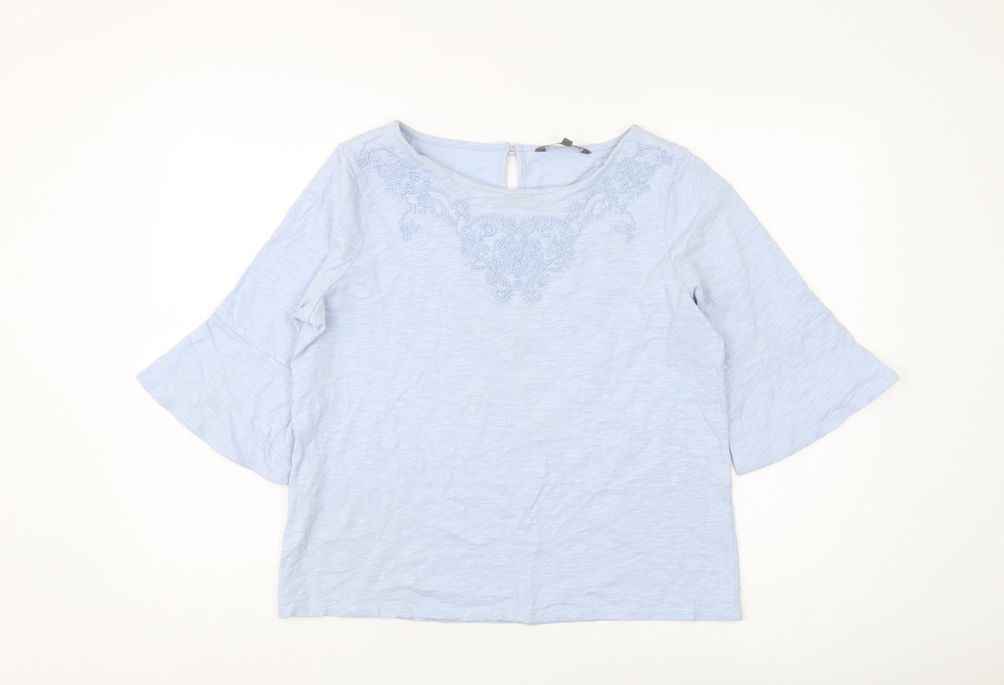 Laura Ashley Women's Blue Embroidered Blouse, Size 12