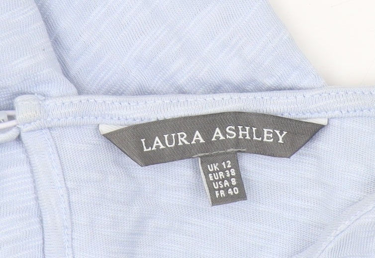 Laura Ashley Women's Blue Embroidered Blouse, Size 12