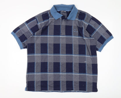 Head Men's Blue Plaid Short Sleeve Polo, Size L