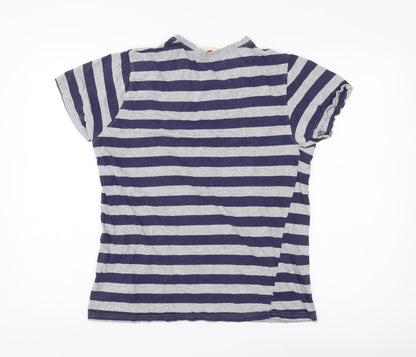 Lee Cooper Men's Grey & Blue Medium Striped T-Shirt