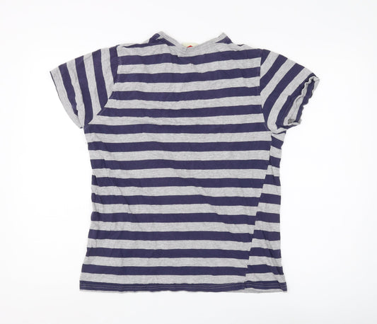 Lee Cooper Men's Grey & Blue Medium Striped T-Shirt