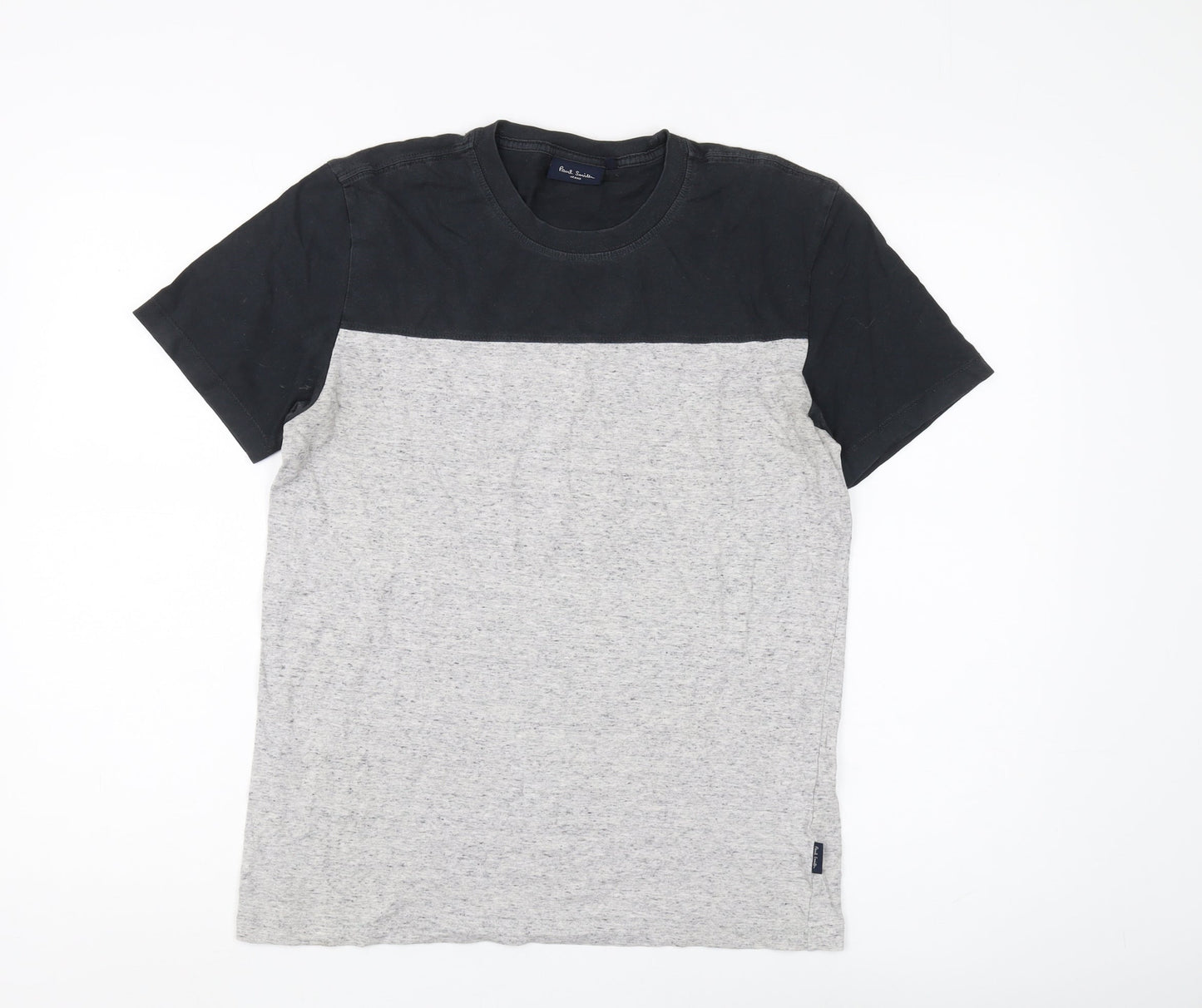 Paul Smith Men's Black/Grey Crew Neck Colourblock Tee S