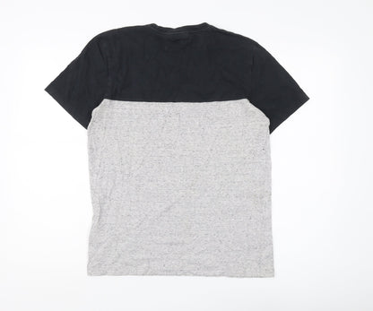 Paul Smith Men's Black/Grey Crew Neck Colourblock Tee S