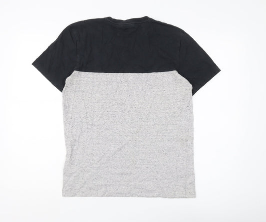 Paul Smith Men's Black/Grey Crew Neck Colourblock Tee S