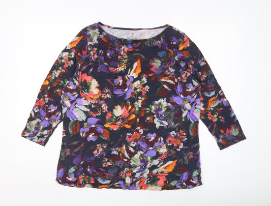 Lands' End Women's Floral Blouse, M, Multicoloured, Casual