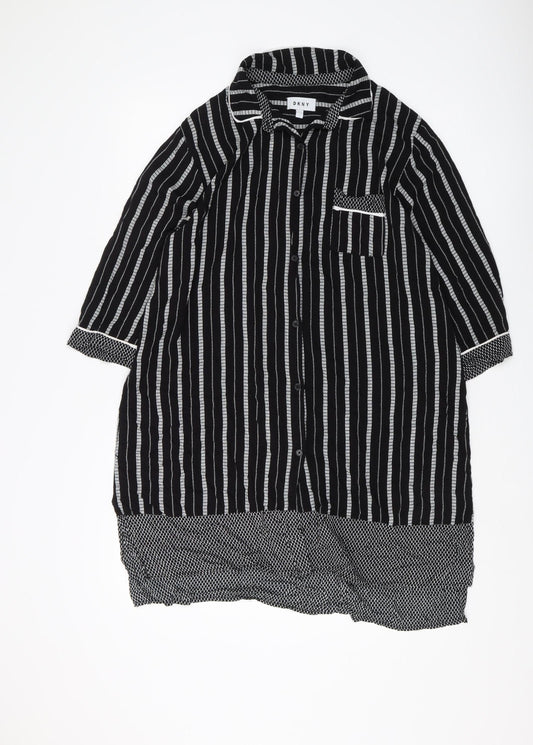 DKNY Women's Black Striped Tunic Shirt, Size M, Casual