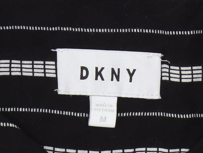 DKNY Women's Black Striped Tunic Shirt, Size M, Casual