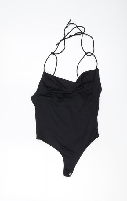 Bershka Women's Black Sleeveless Bodysuit, L