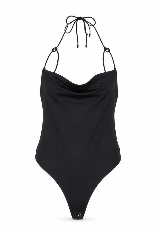 Womens UK Size L Bershka One-Piece Black Bodysuit