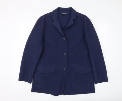 Lands' End Women's Blue Wool Blazer, Size 12, Classic Fit