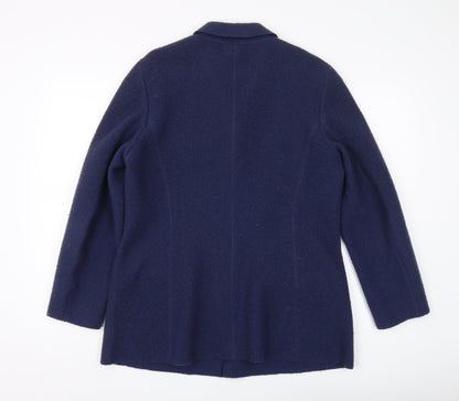 Lands' End Women's Blue Wool Blazer, Size 12, Classic Fit