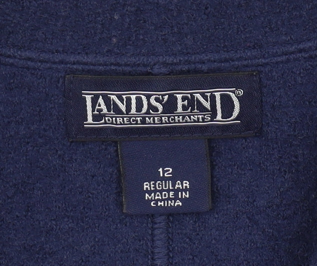 Lands' End Women's Blue Wool Blazer, Size 12, Classic Fit