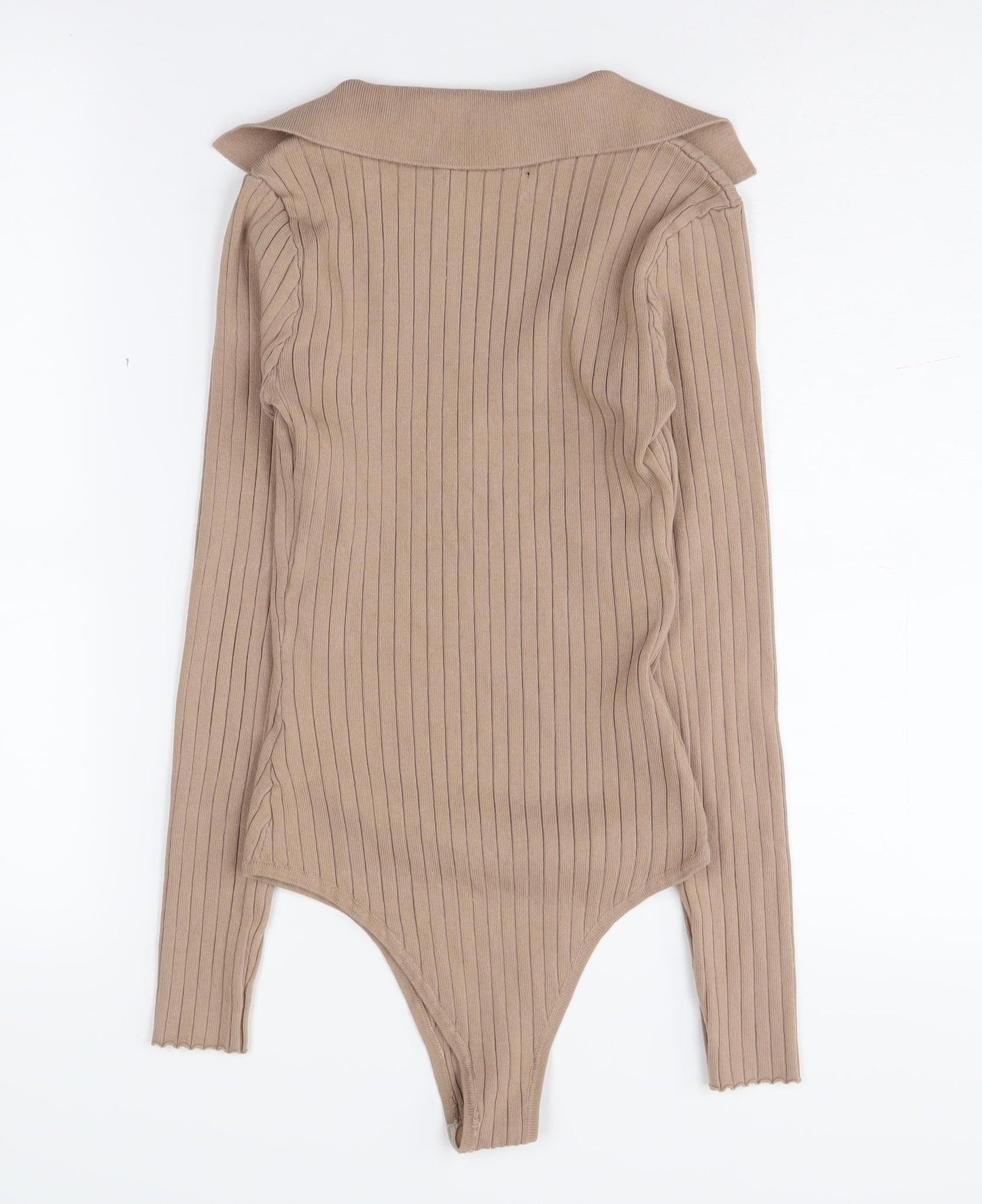 Cameo Rose Women's Beige Bodysuit, Small, Collared Knit