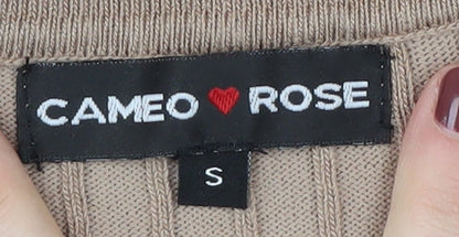 Cameo Rose Women's Beige Bodysuit, Small, Collared Knit