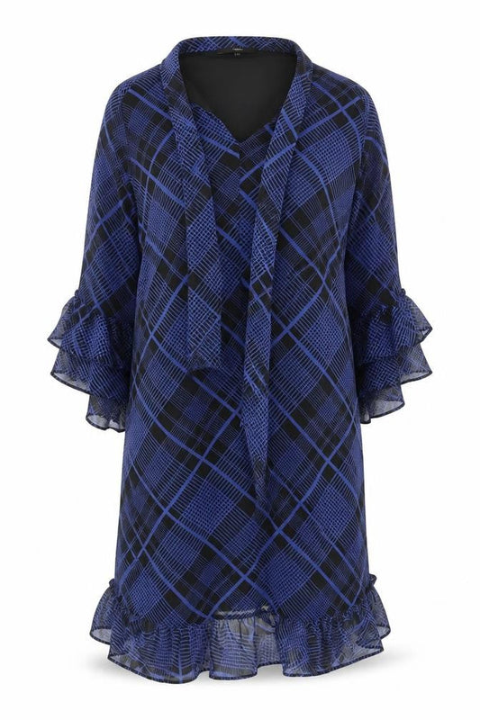 Next Women's Blue Geometric Shift Dress - Size 14
