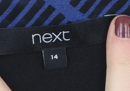 Next Women's Blue Geometric Shift Dress - Size 14
