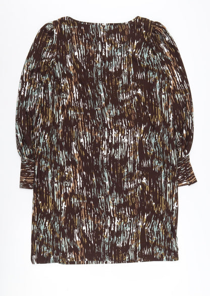 Next Women's Brown Abstract Knit Dress Size 14