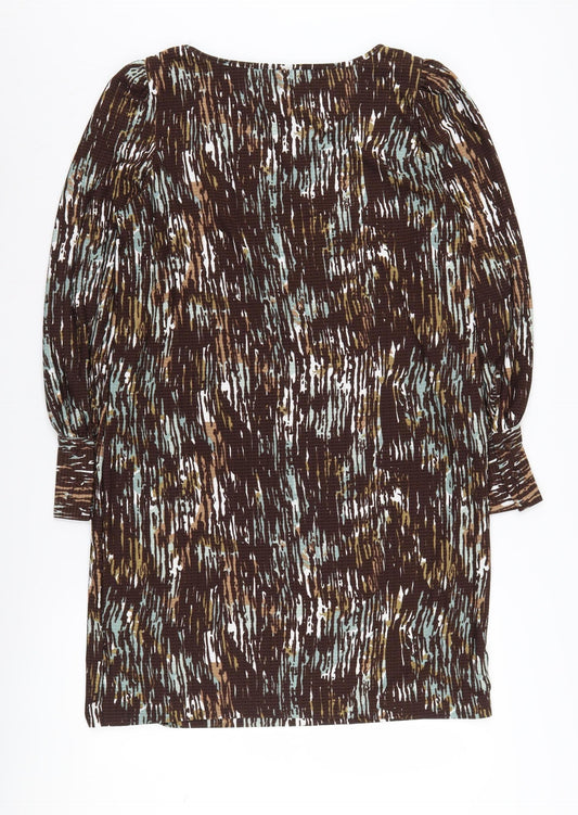 Next Women's Brown Abstract Knit Dress Size 14