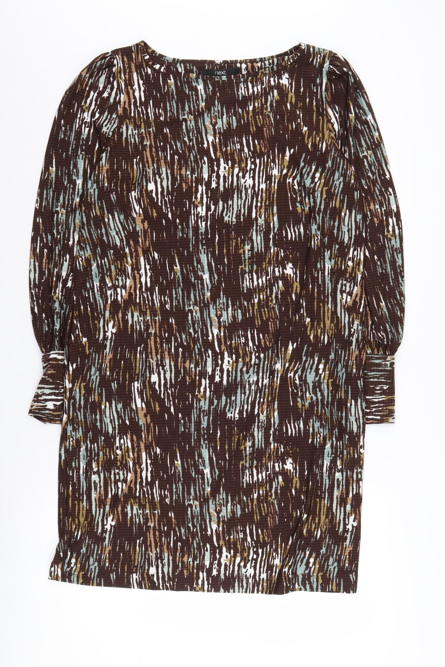Next Women's Brown Abstract Knit Dress Size 14