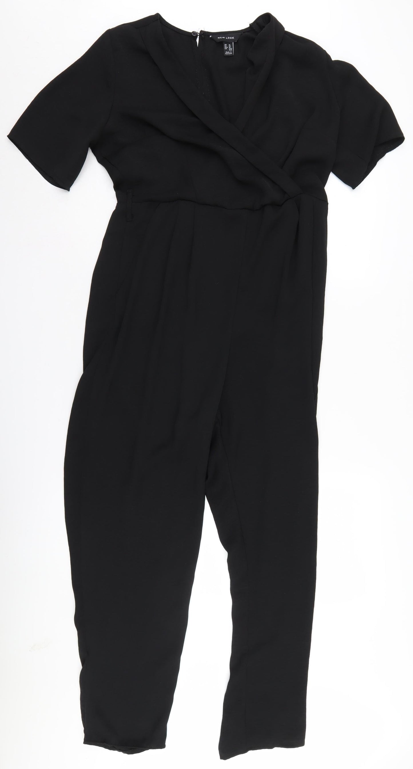 New Look Women Black 14 Jumpsuit V-Neck Casual Zip