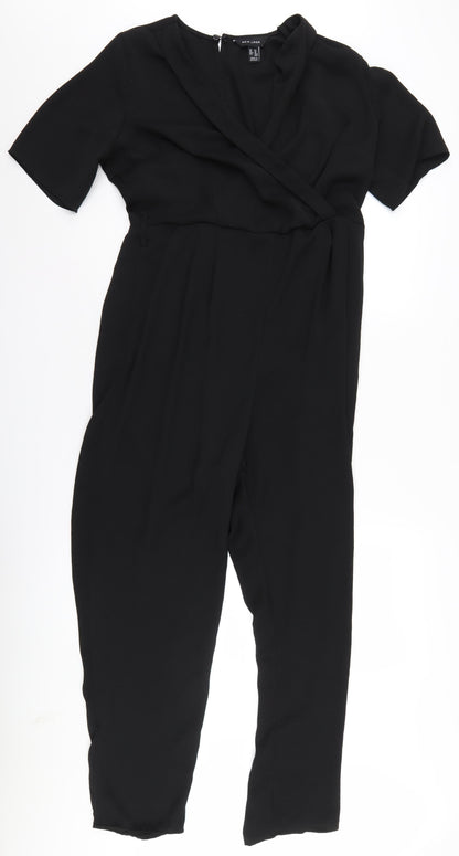 New Look Women Black 14 Jumpsuit V-Neck Casual Zip