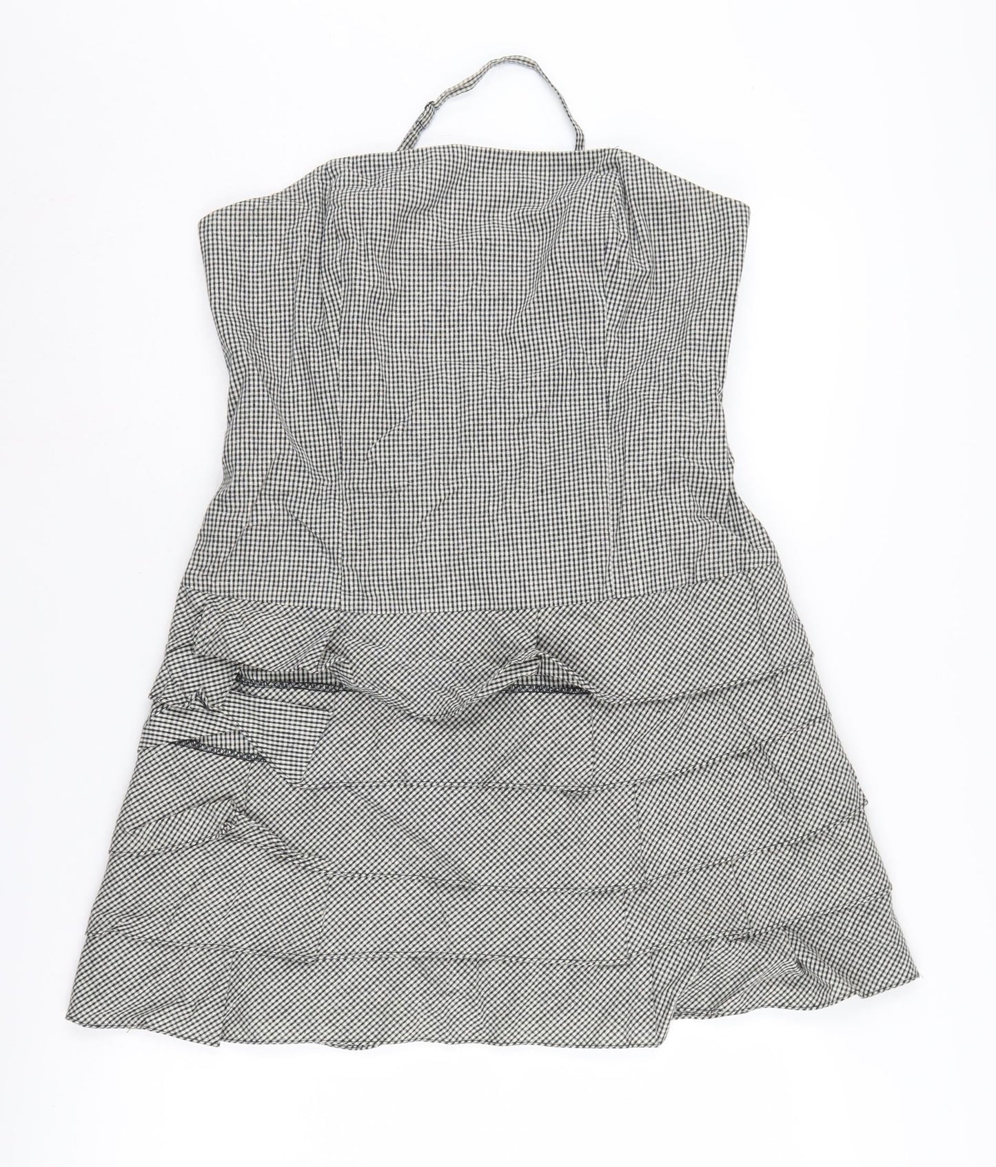 Next Women's Black Check Strapless Dress Size 14