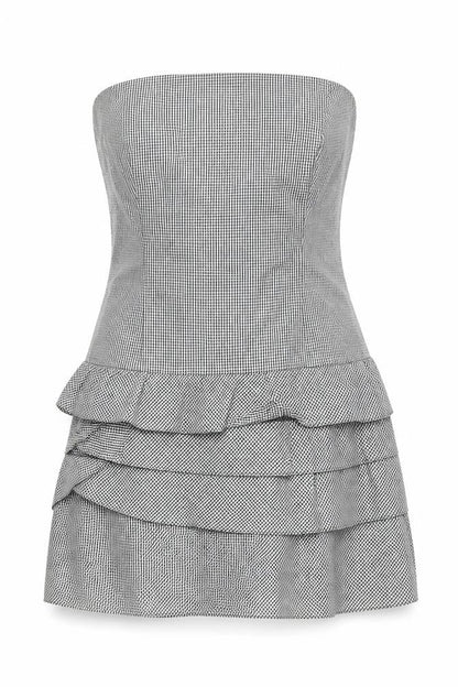 Next Women's Black Check Strapless Dress Size 14
