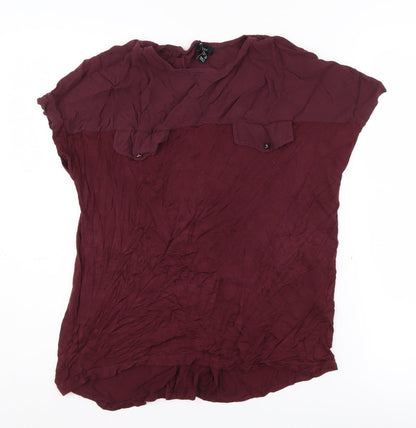 Womens UK Size 10 New Look Red Basic Blouse