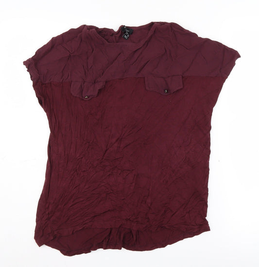 Womens UK Size 10 New Look Red Basic Blouse
