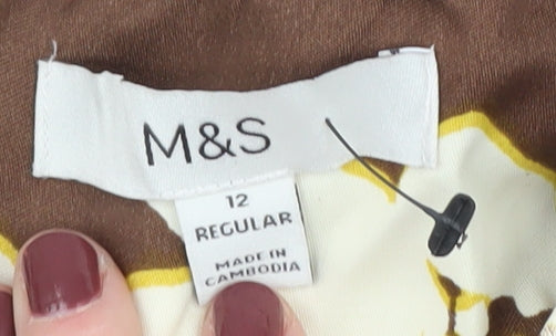 Marks and Spencer Women's Brown Floral Dress 12