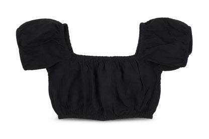 H&M Women's Black Cropped Top XS with Balloon Sleeves