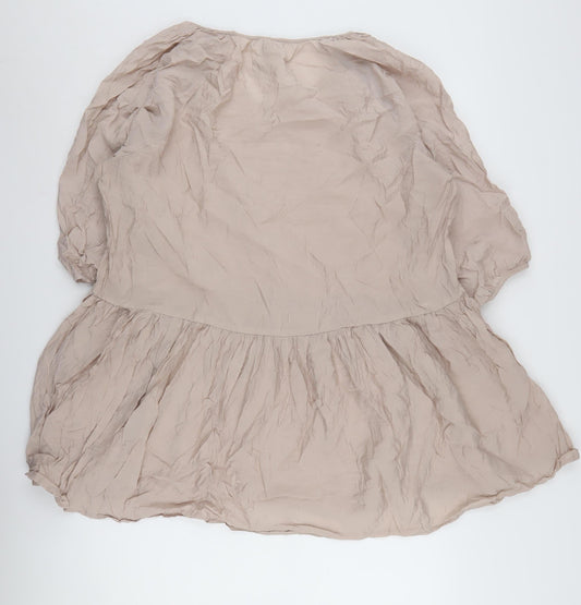 H&M Women's Beige Swing Dress M Viscose Casual