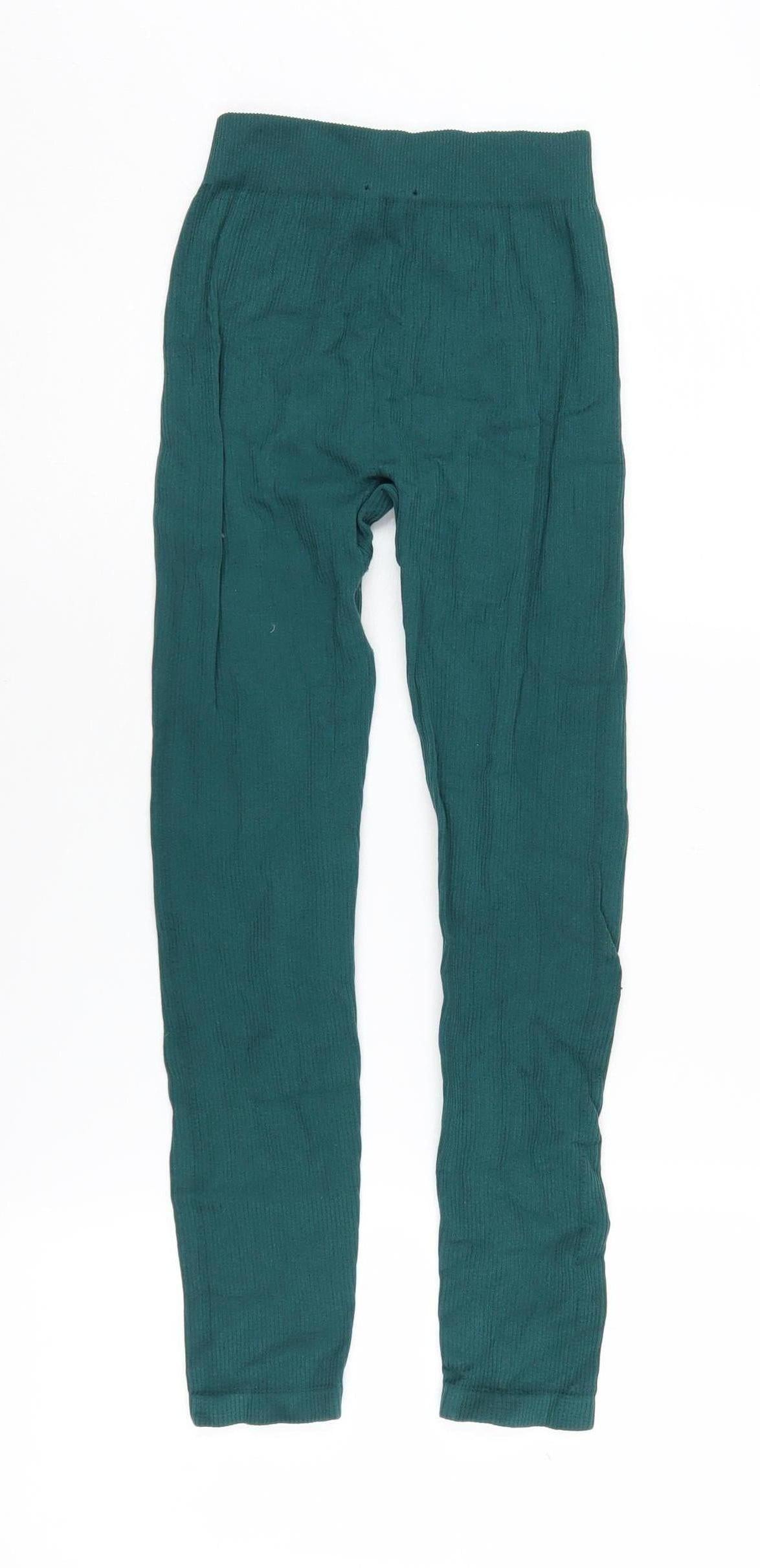 Womens UK Size XS Zara  Ankle Green Leggings