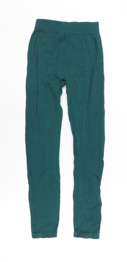 Womens UK Size XS Zara  Ankle Green Leggings
